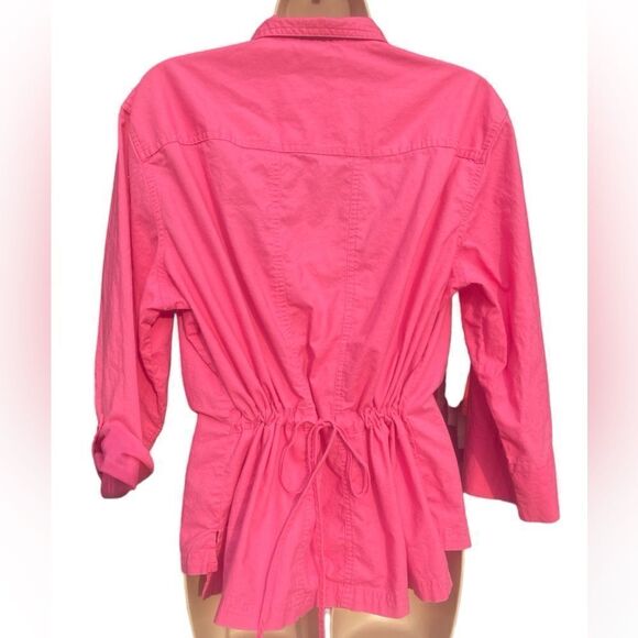 Bechamel Casual PinkEmbroidered Floral Bottom Down Shirt Tie back String XL - Picture 5 of 6